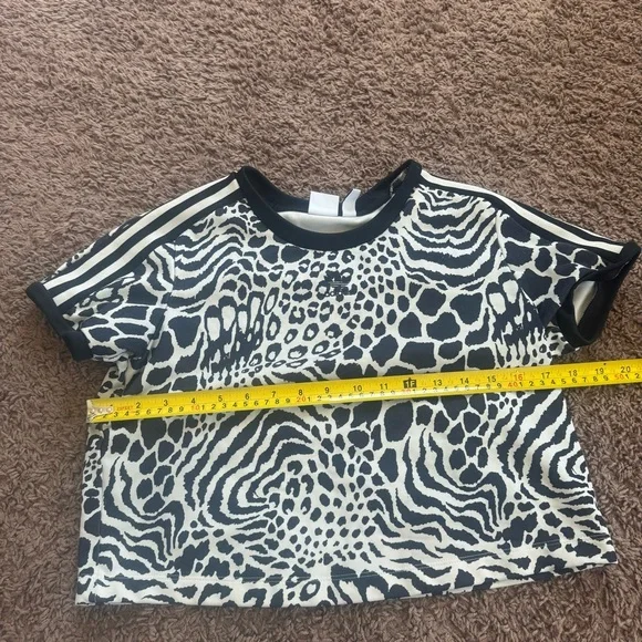 Adidas Originals Animal Print Crop Top Tee Short Sleeve Size S Small - Picture 8 of 8